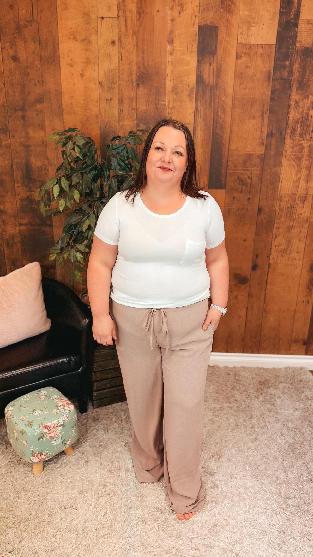 Crystal Wide Leg Pants | Taupe