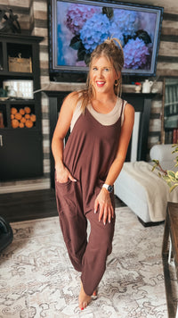 Jordyn Hotshot Romper: Brown