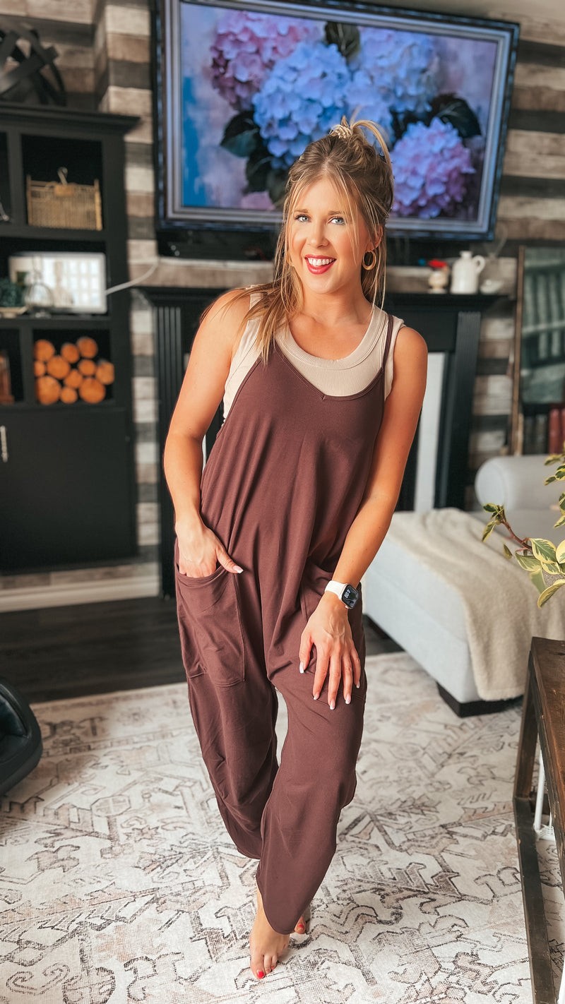 Jordyn Hotshot Romper: Brown