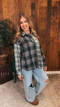 Jesslyn Plaid Flannel Top | Lavender