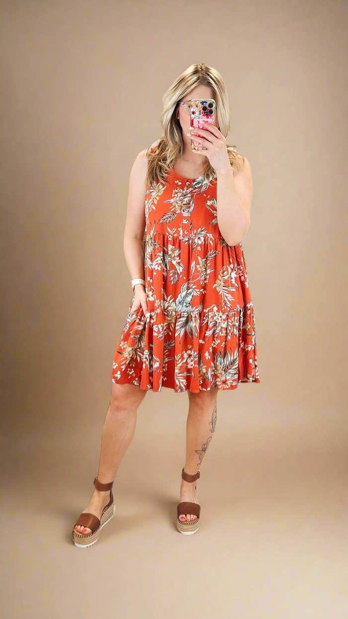 Angelina Floral Dress: Orange