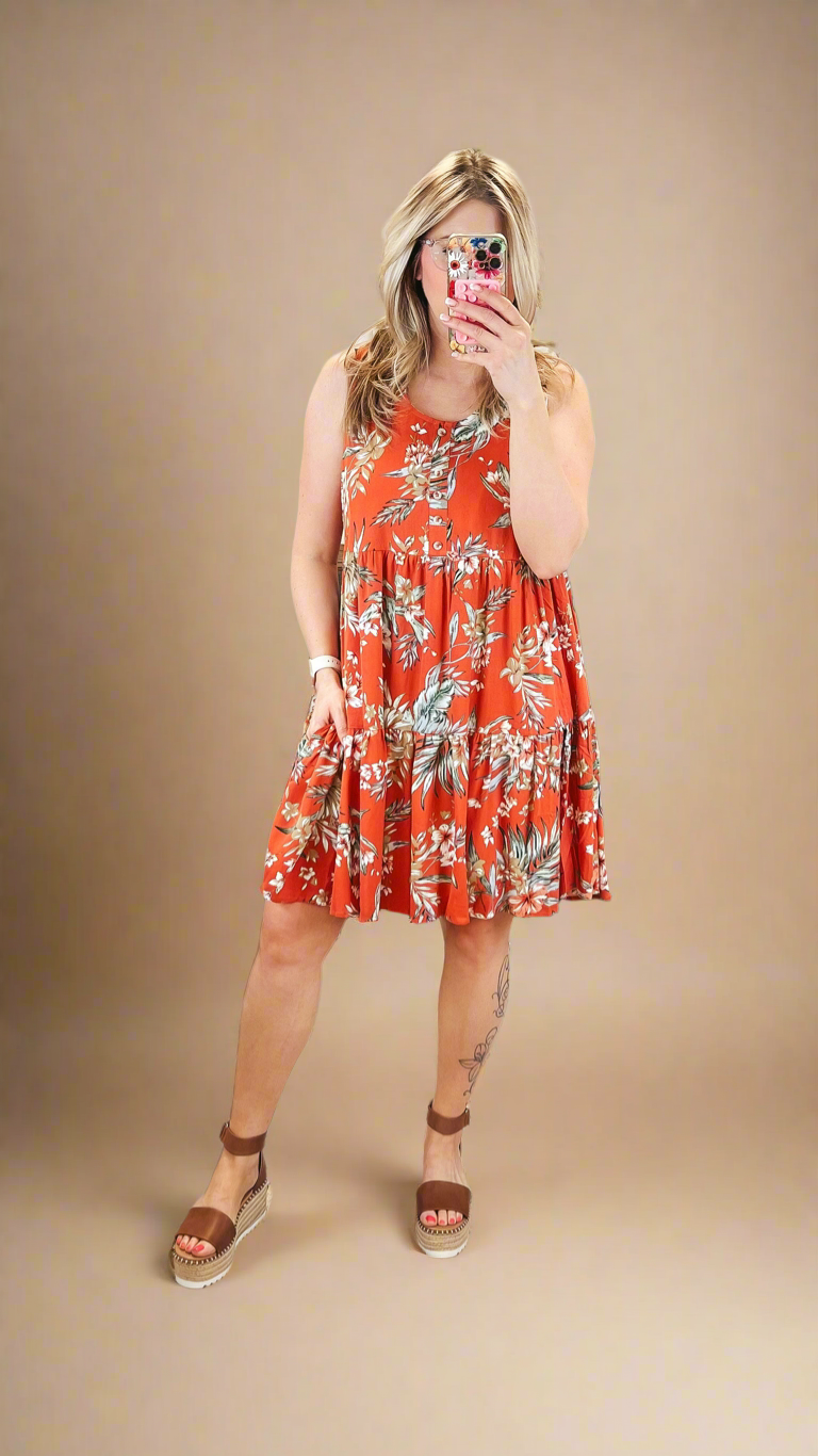 Angelina Floral Dress: Orange