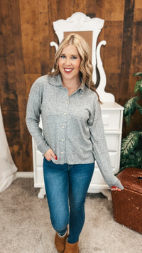 Loriann Button Shirt | Heather Grey