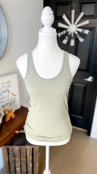 Rynlee Ribbed Tank Top: Sage