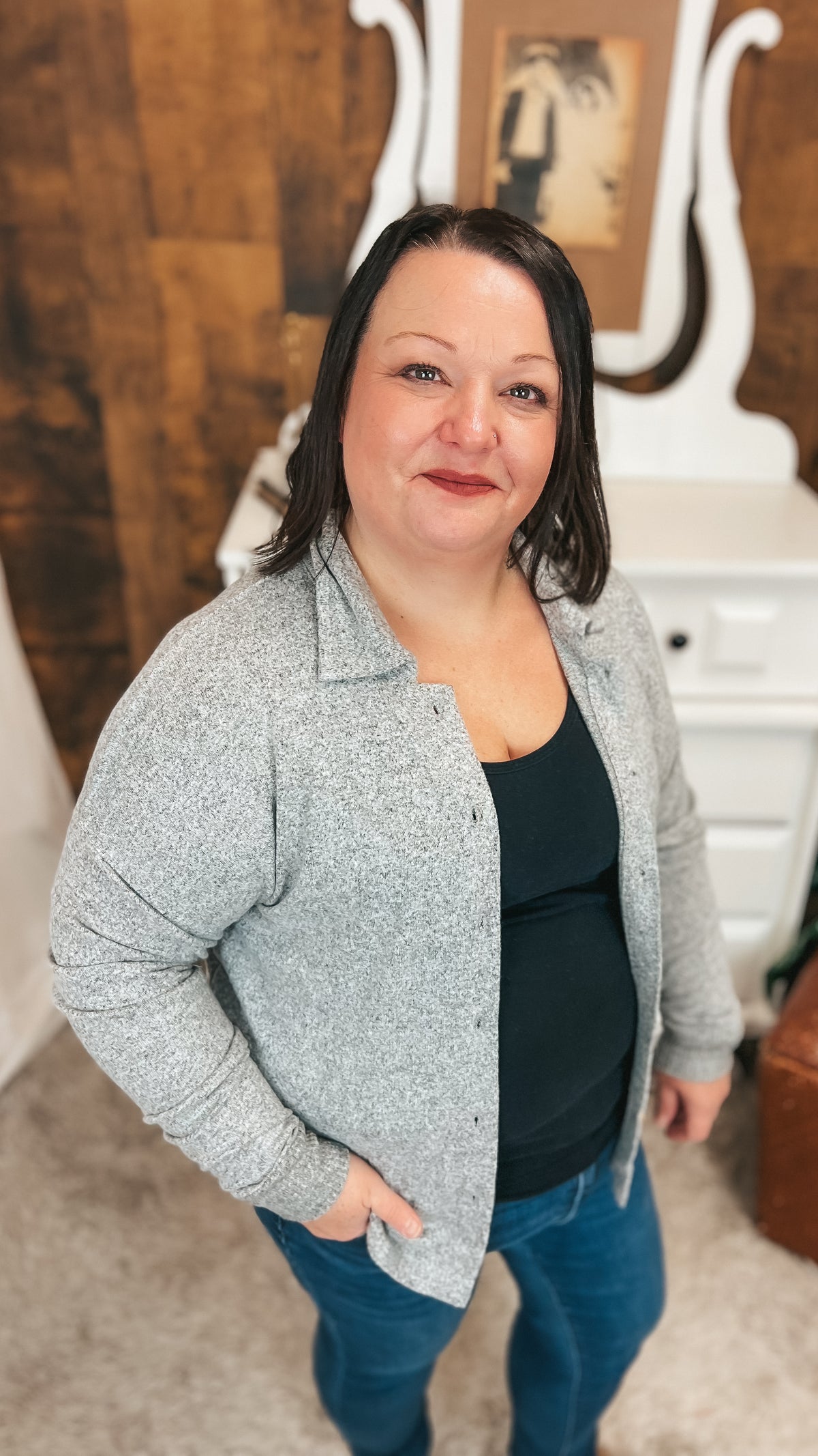 Loriann Button Shirt | Heather Grey