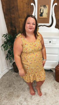 Hallie Floral Dress: Gold