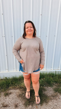Leslie Waffle Long Sleeve | Taupe