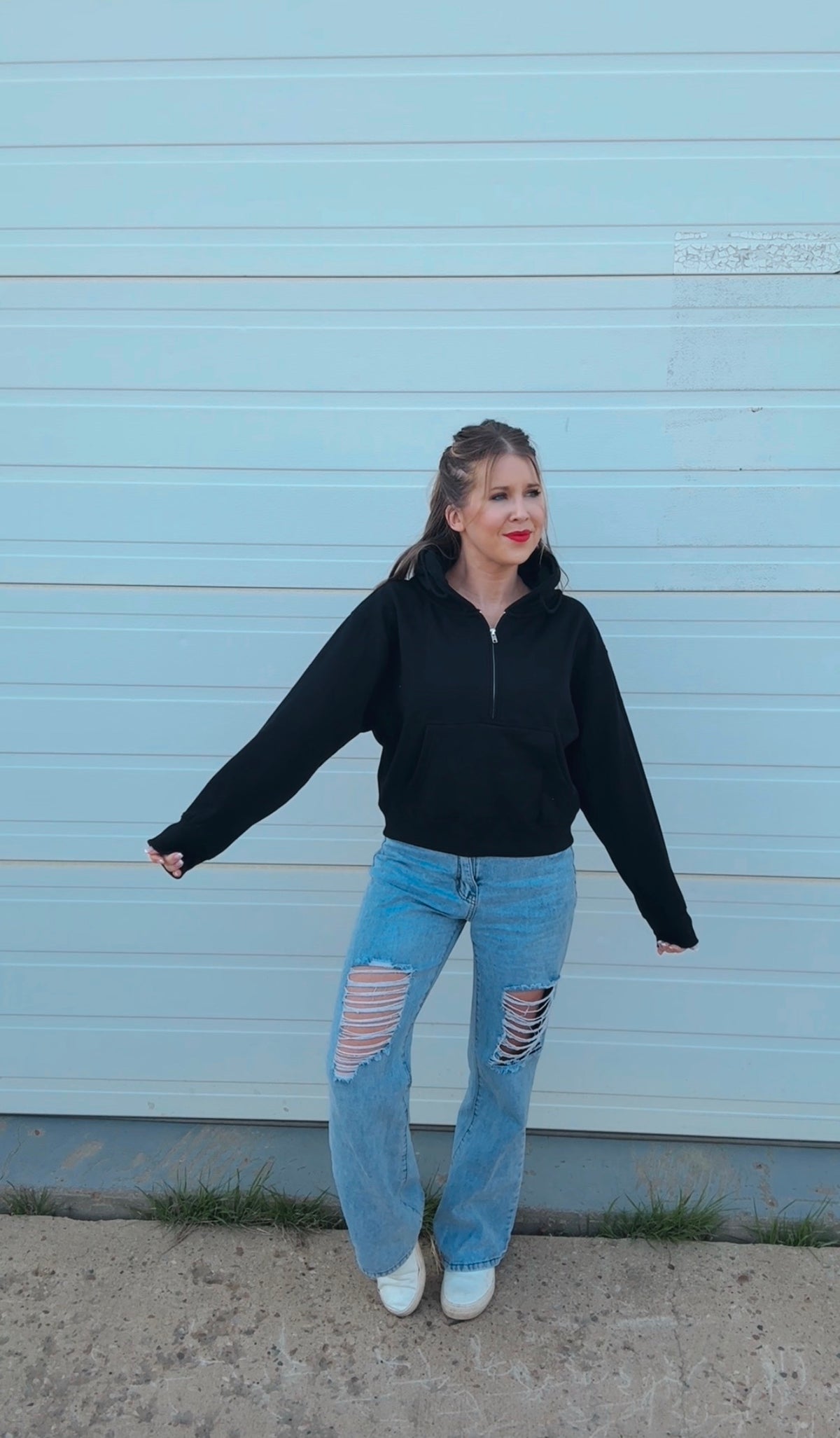 Beth 1/2 Zip Sweatshirt | Black