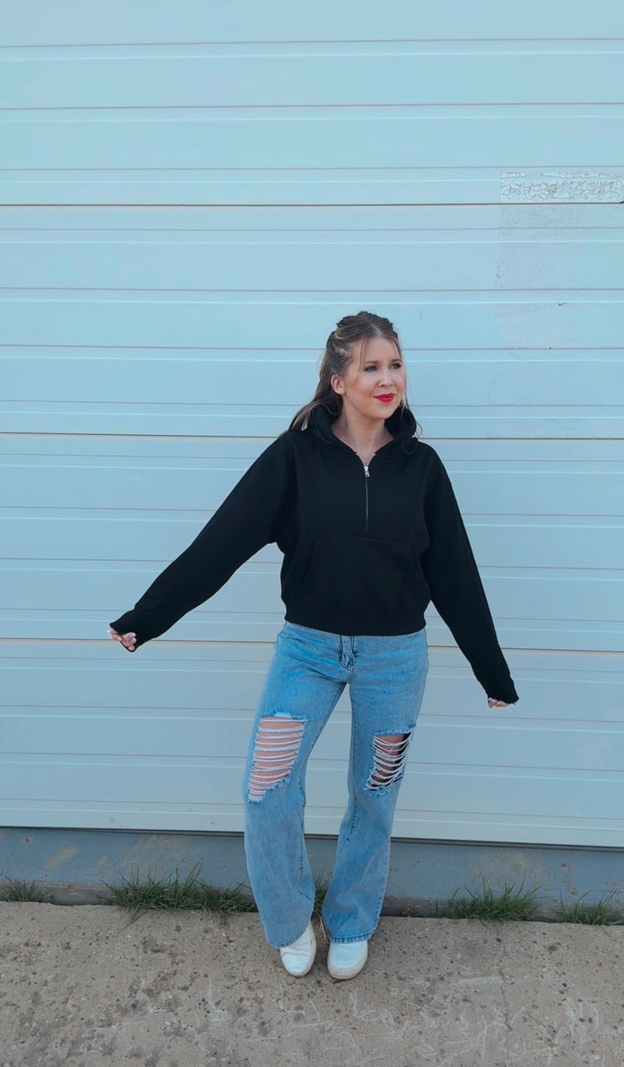 Beth 1/2 Zip Sweatshirt | Black