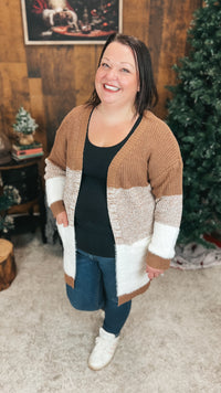 Helen Knit Cardigan | Brown & Ivory