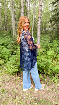 Rosemary Lace Cardigan | Navy