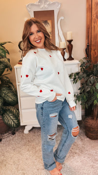 Liza Heart Crewneck | Ivory