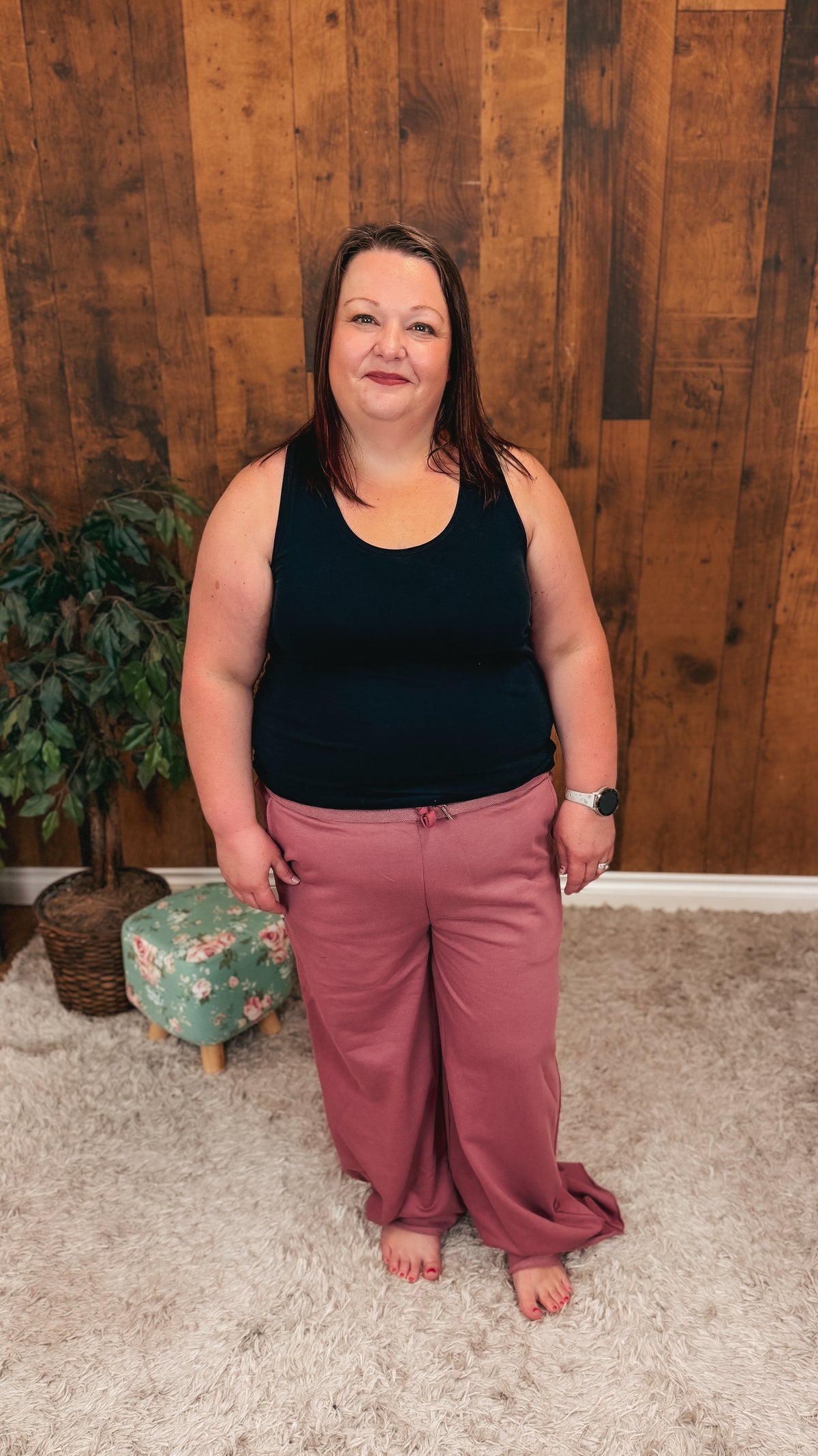 Audrey Wide Leg Jogging Pants | Rose