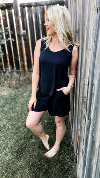 Payton Tank Top Short Set | Black