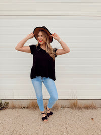 Belle Panama Hat | Black & Khaki