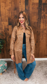 Lorna Faux Leather Jacket | Caramel