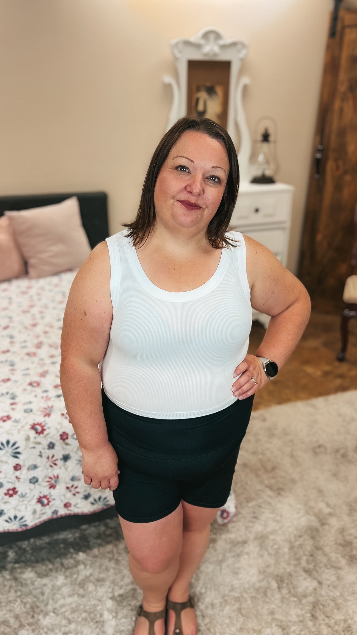 Tamara Ribbed Tank Top: White