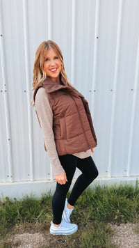 Tori Puffer Vest | Brown
