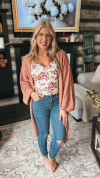 Violet Floral Top | White