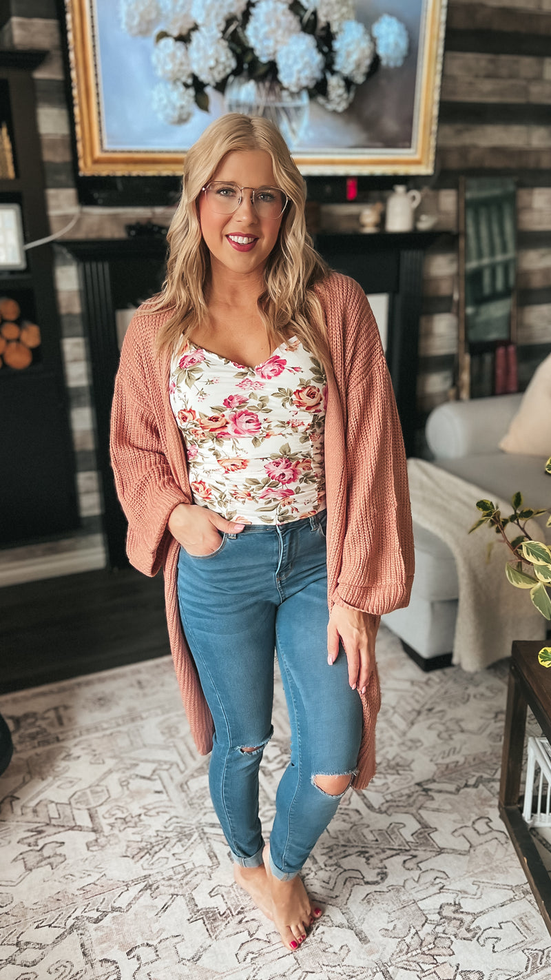 Violet Floral Top | White