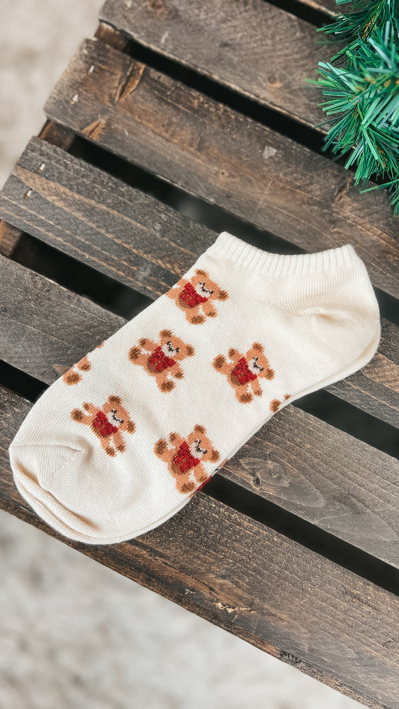 Teddy Bear Ankle Socks: Beige *SALE*