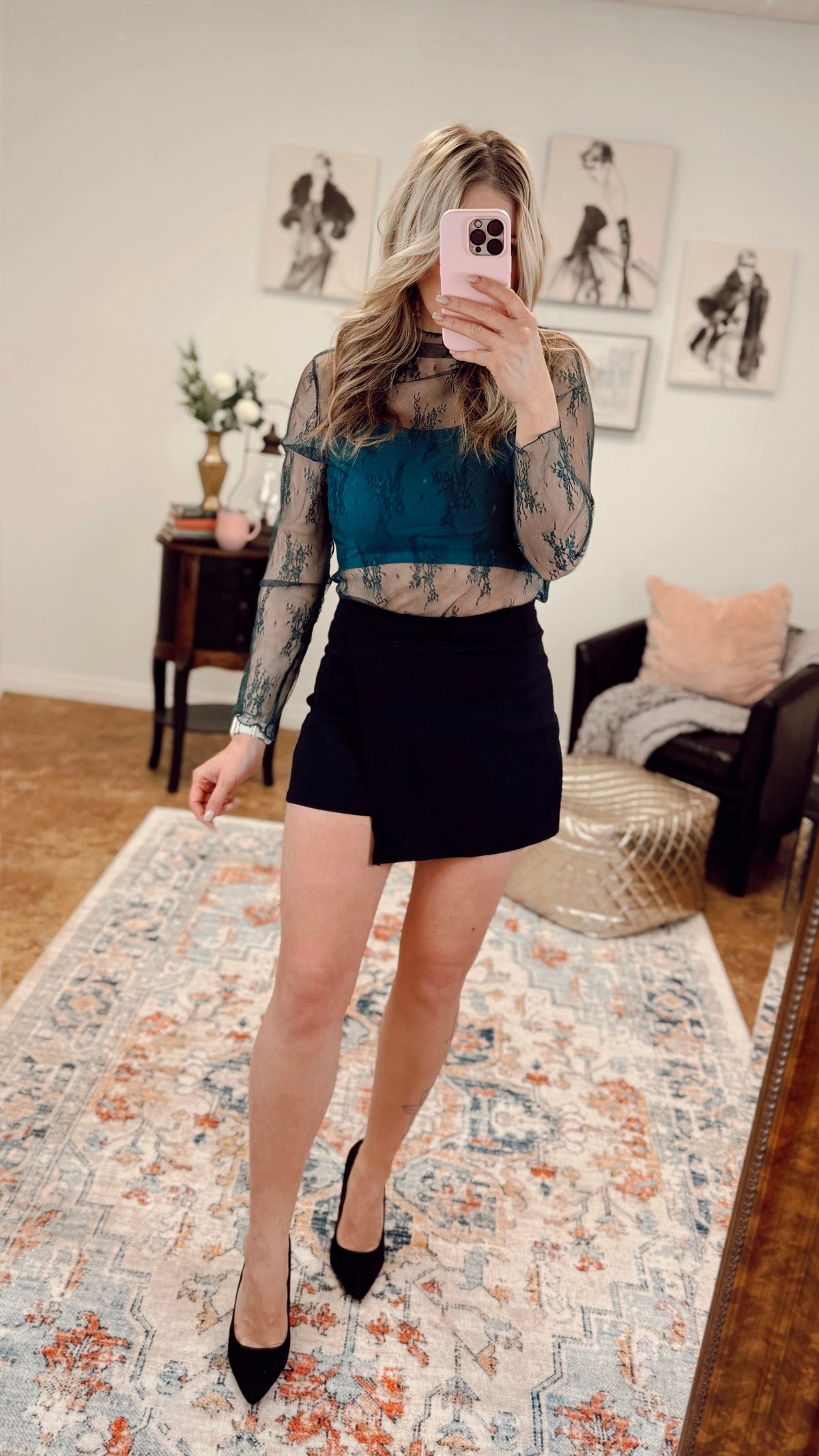 Rosalind Lace Top | Dark Green