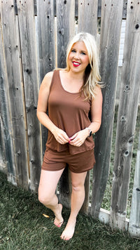 Payton Tank Top Short Set | Brown