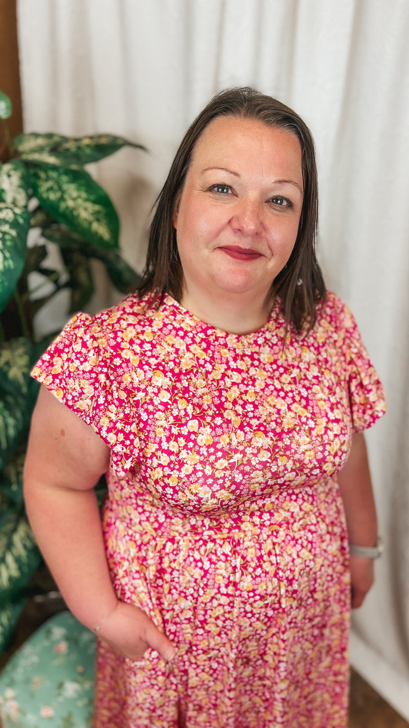 Victoria Floral Sundress: Fuchsia
