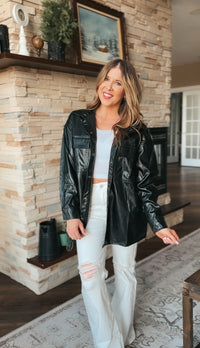 Stephanie Faux Leather Jacket | Black