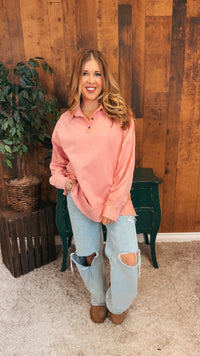Shelly Collared Sweatshirt | Pink
