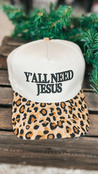 Ya'll Need Jesus Baseball Hat: Leopard