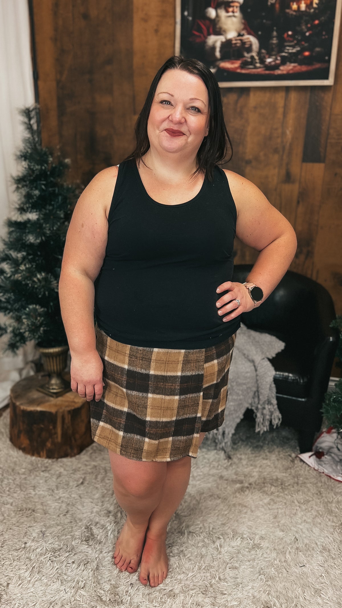 Sophia Fleece Skort | Khaki & Brown