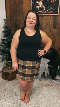 Sophia Fleece Skort | Khaki & Brown