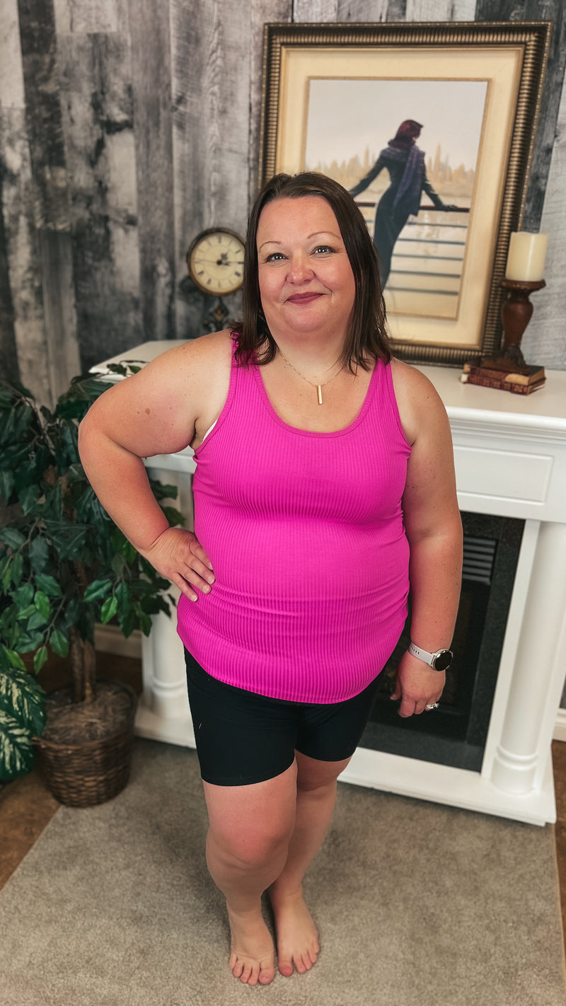 Rynlee Ribbed Tank Top: Deep Fuchsia