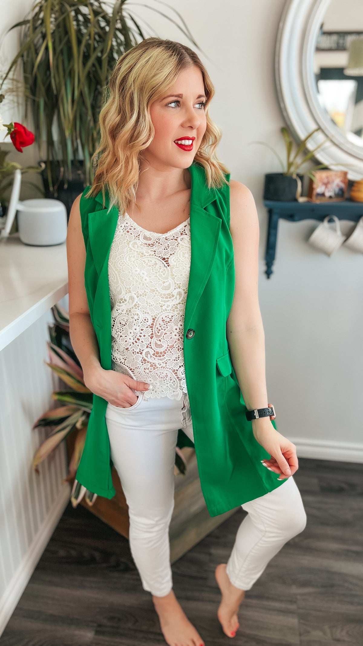 Katie Vested Blazer: Green