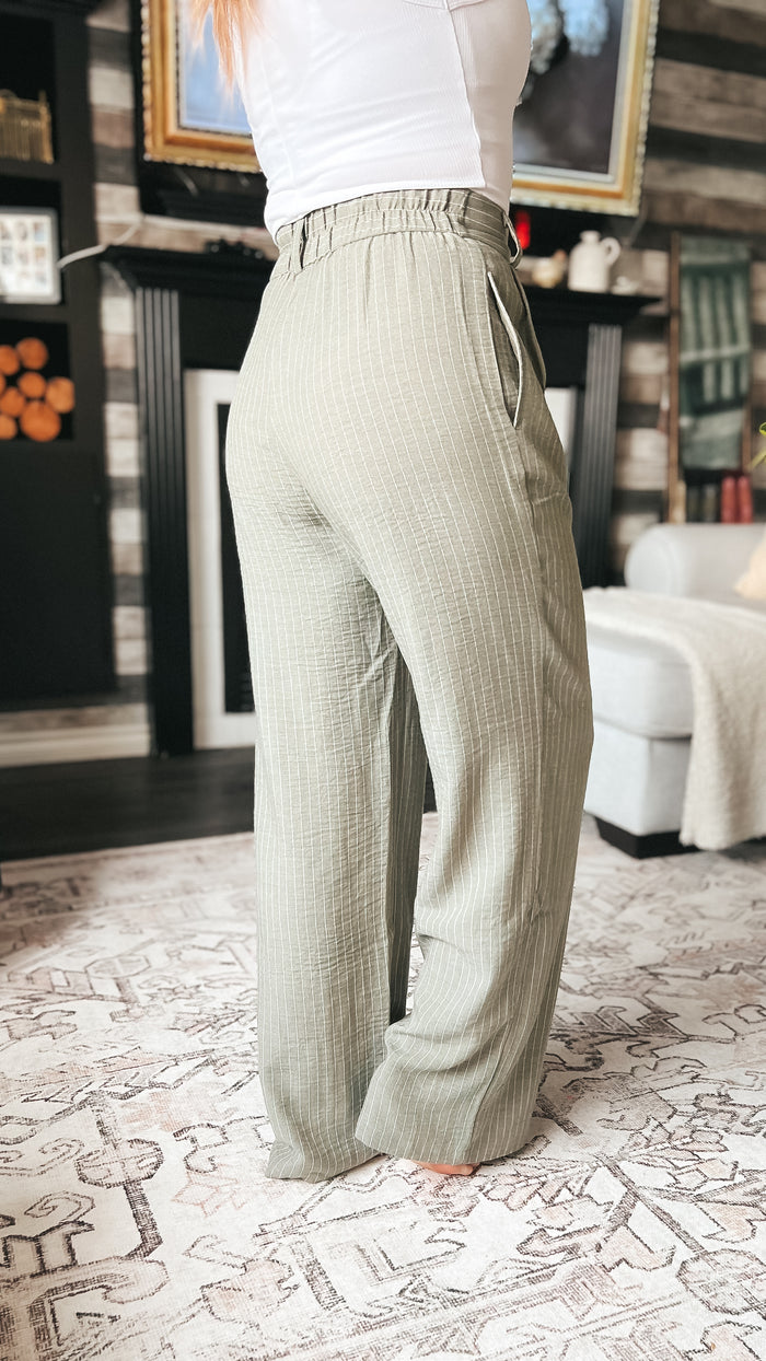 Gracy Pinstripe Dress Pants | Olive