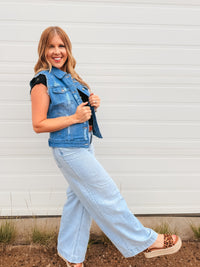 Roxy Denim Vest | Light Blue