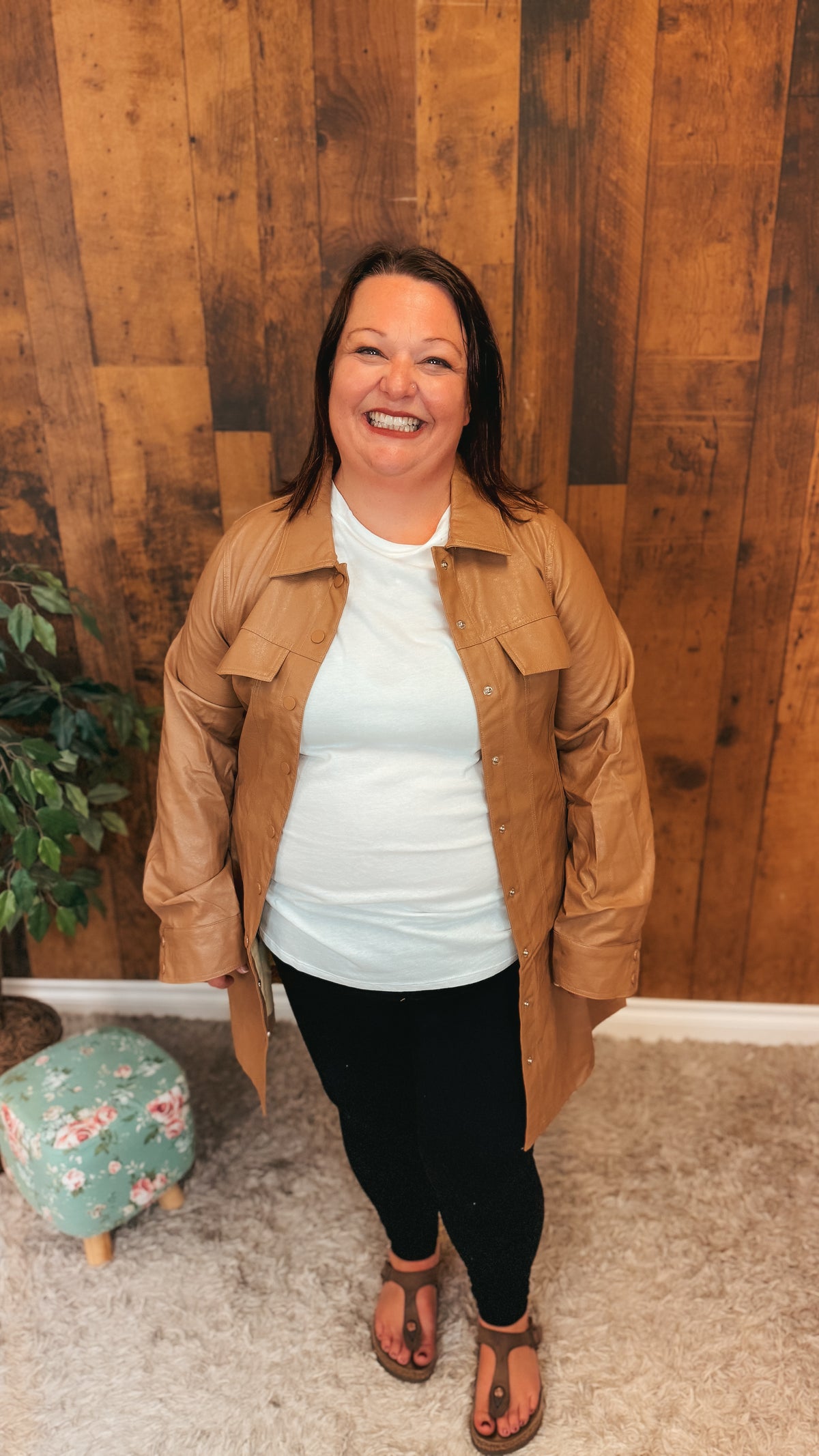Lorna Faux Leather Jacket | Caramel