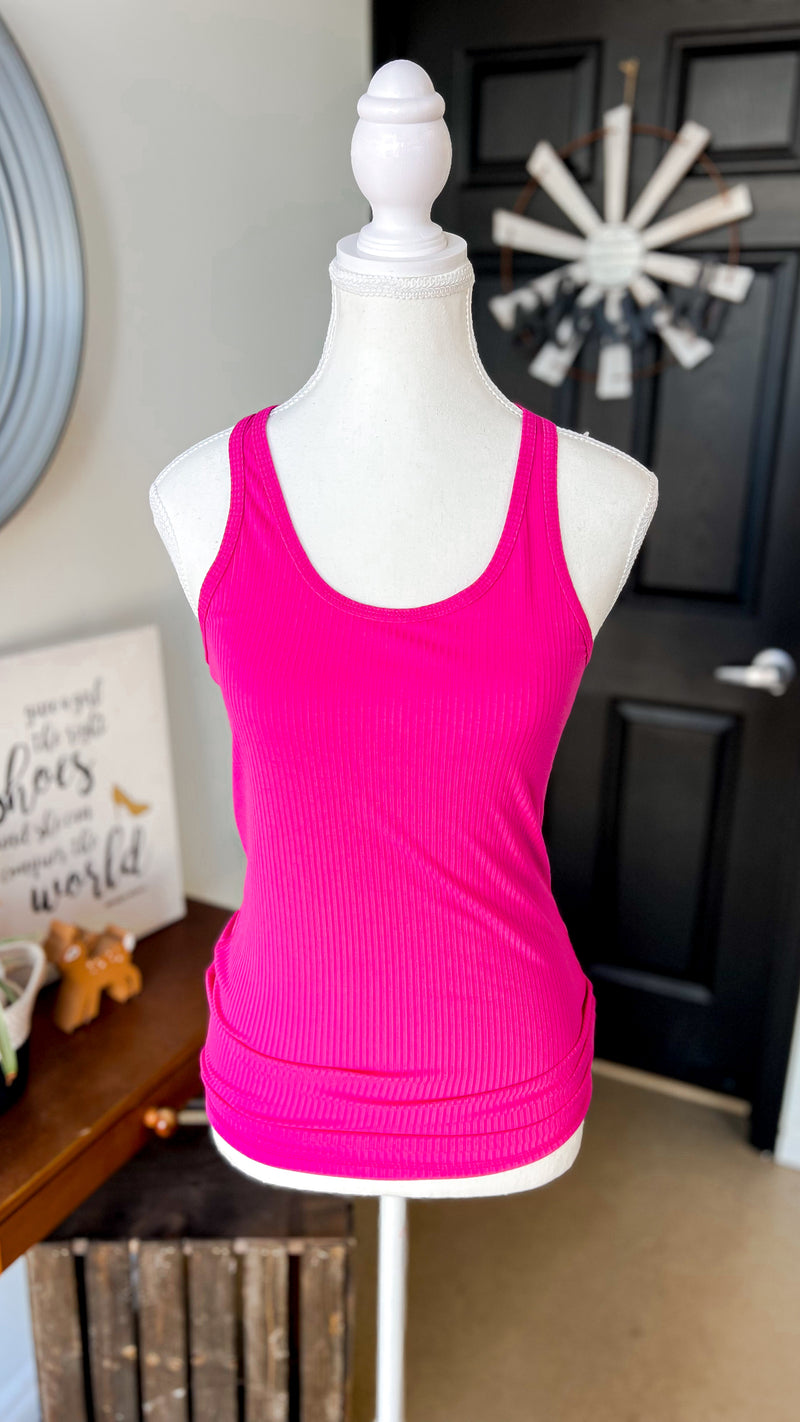 Rynlee Ribbed Tank Top: Deep Fuchsia