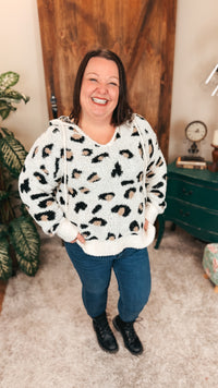Karen Leopard Print Hoodie | Cream