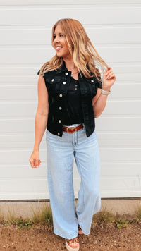 Evie Denim Vest | Black