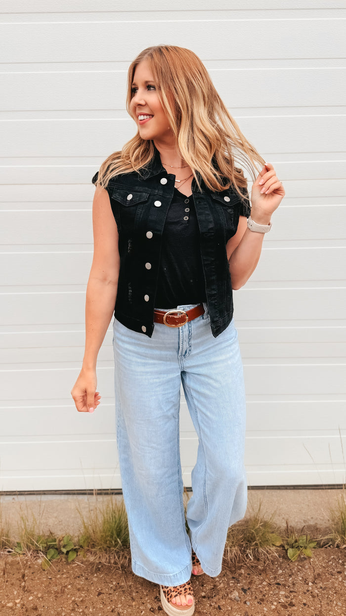 Evie Denim Vest | Black