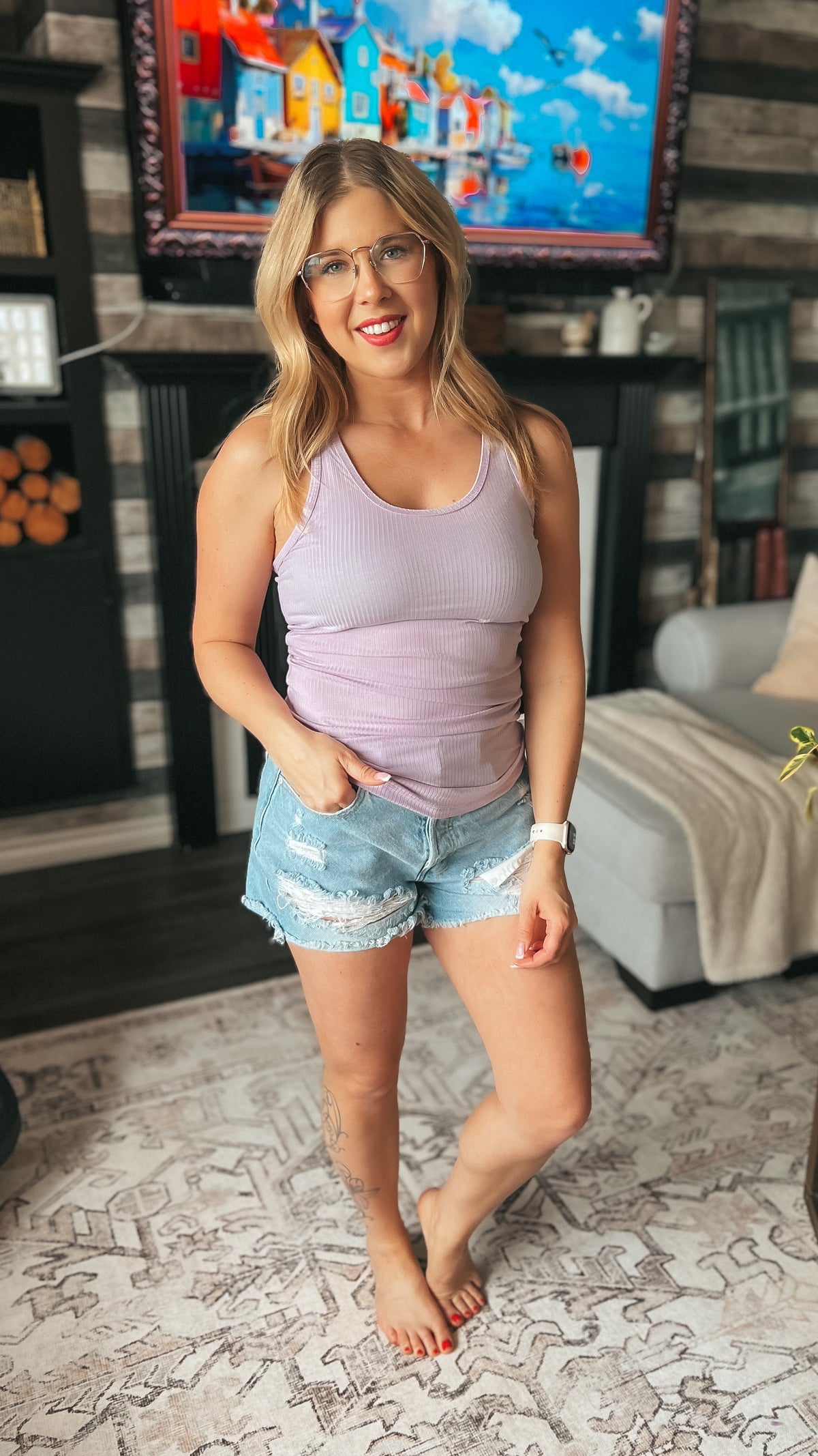 Rynlee Ribbed Tank Top: Lavender