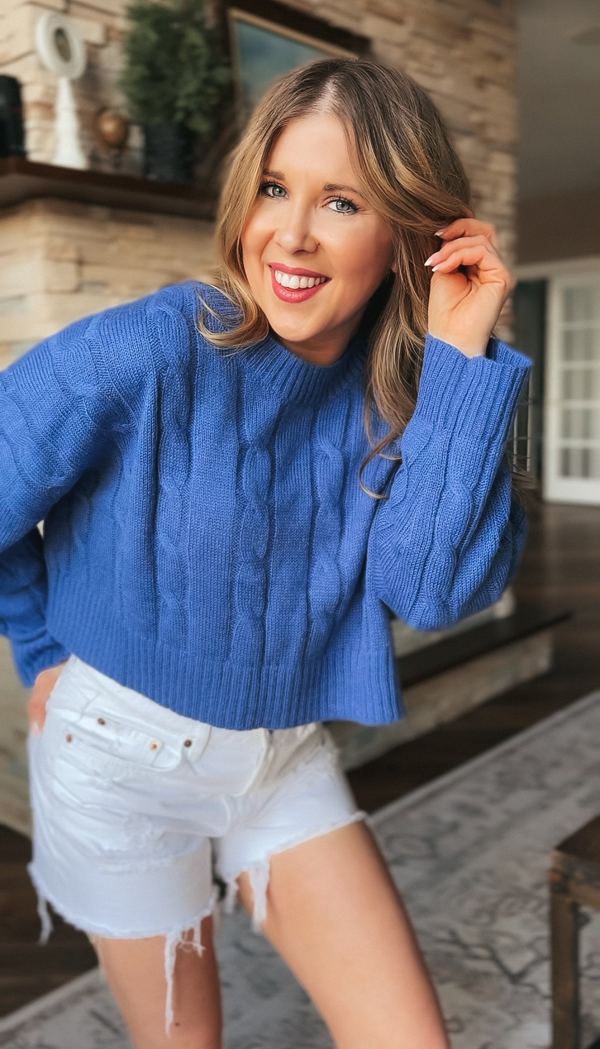 Nancy Cable Knit Sweater | Blue