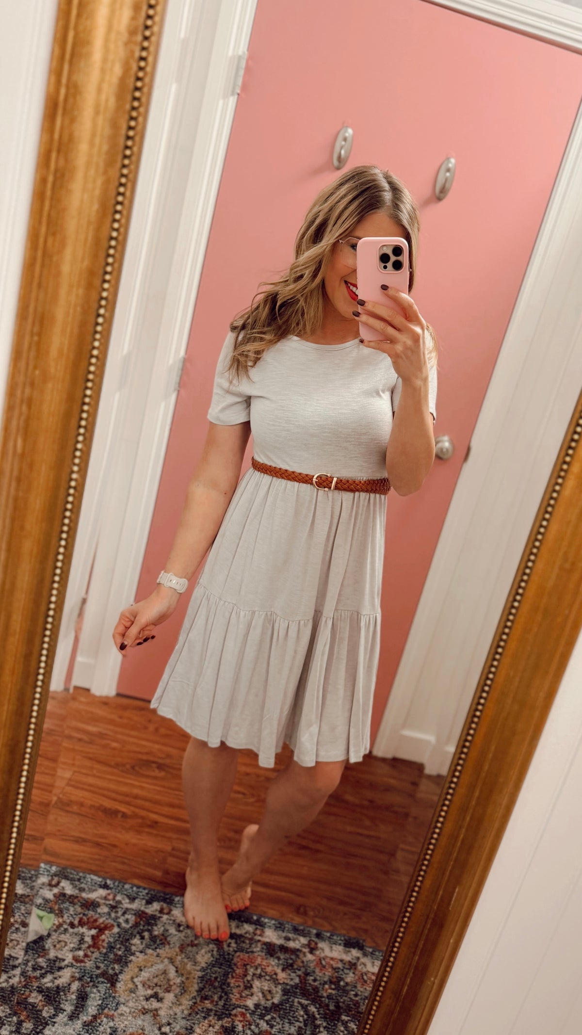 Beverly Tiered Dress: Grey