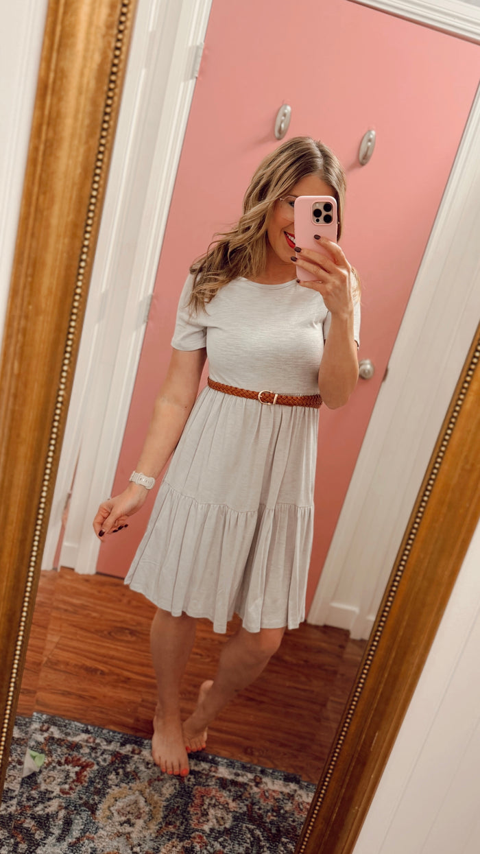 Beverly Tiered Dress: Grey