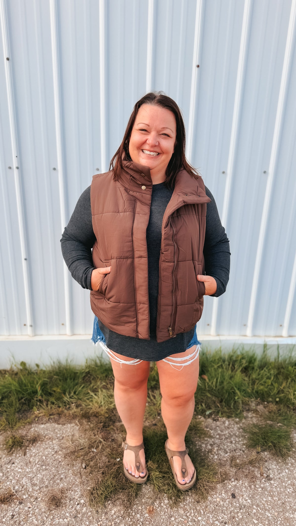 Tori Puffer Vest | Brown