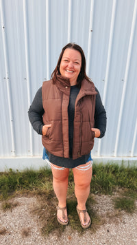 Tori Puffer Vest | Brown