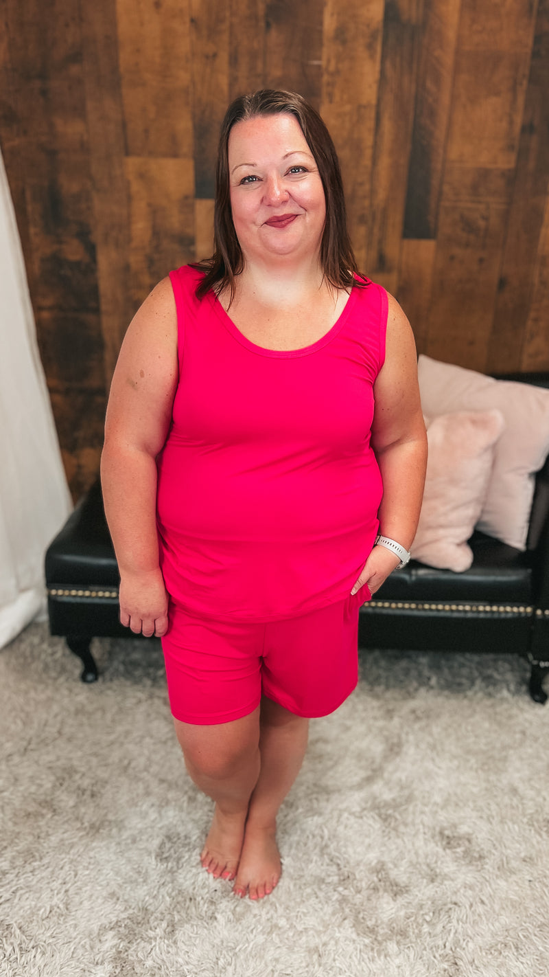 Payton Tank Top Short Set | Fuchsia