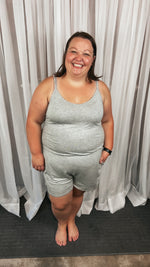 Crystal Shorts Romper: Grey